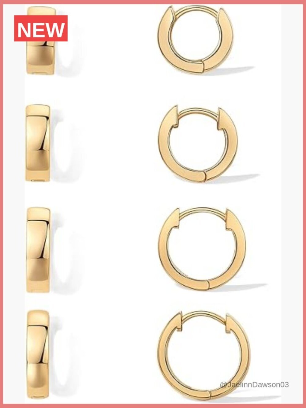 Geometric Chunky Huggie Earrings Set - 14K Gold Hypoallergenic Posts
